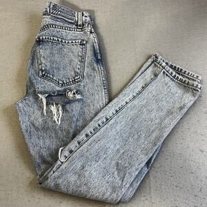 Revice Buttonfly Jeans Womens 26 Blue Distressed Denim Cotton Medium Wash Pants